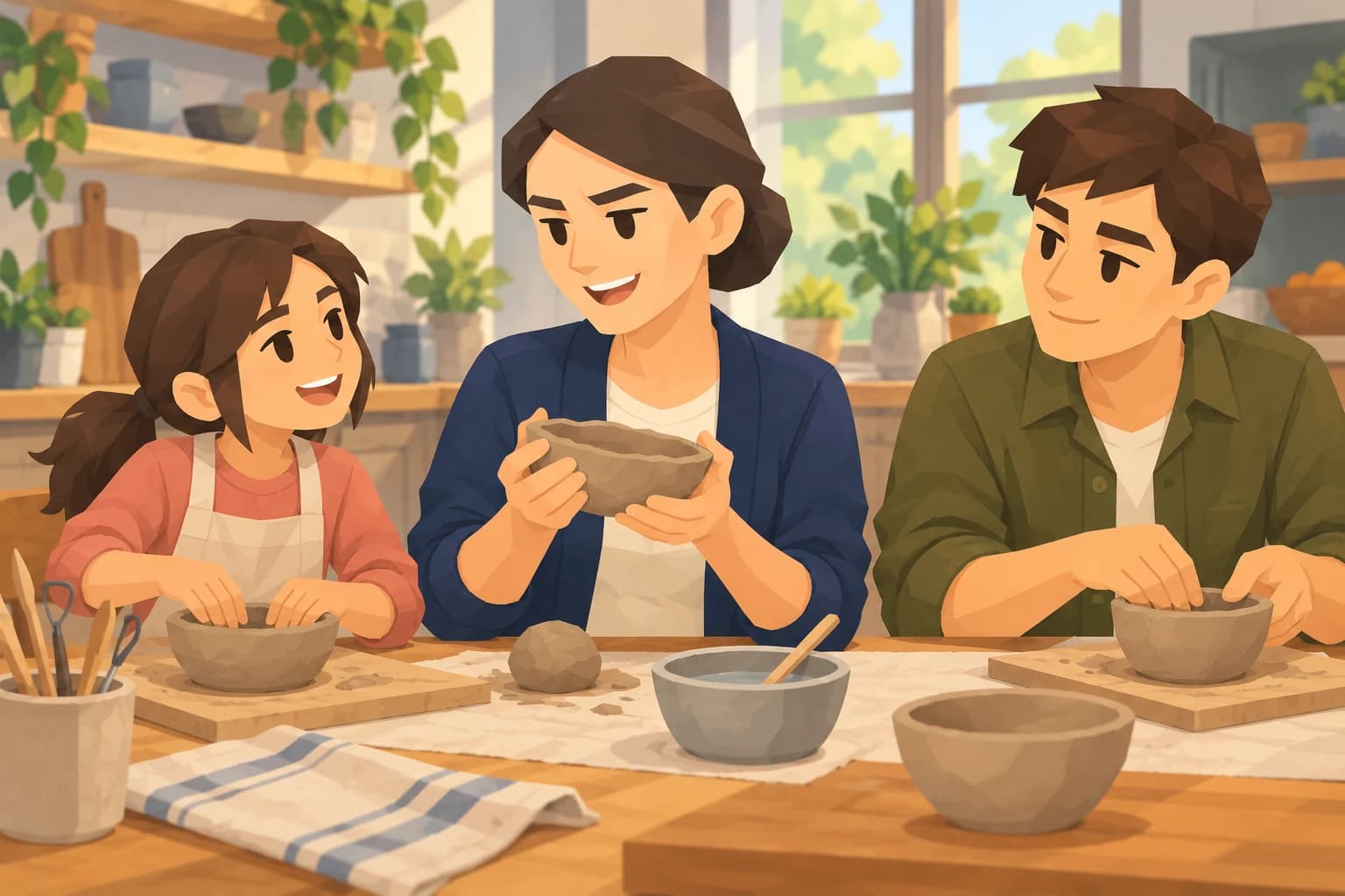 The Purist laughs over an uneven clay bowl with her niece and brother.